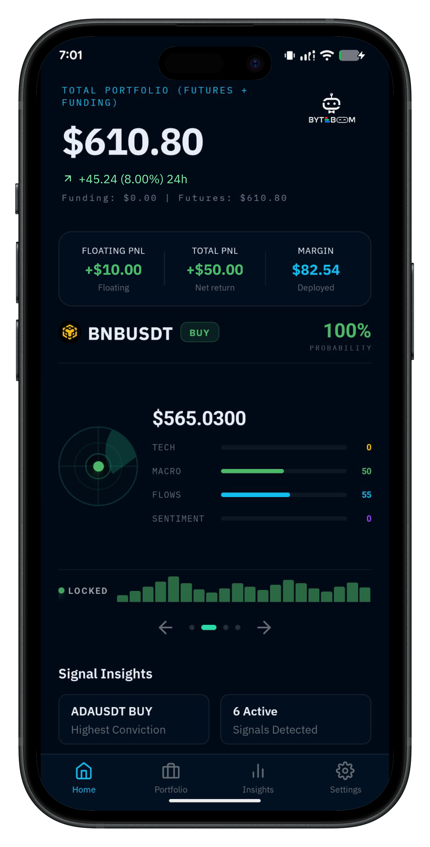 ByteBoom app — live signals and portfolio